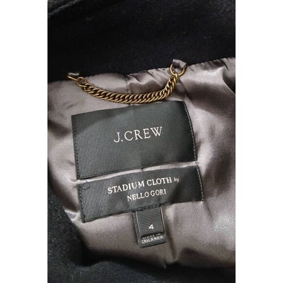 J crew NELLO GORI STADIUM CLOTH women size 4 tall black wool hi neck coat jacket - Picture 7 of 10